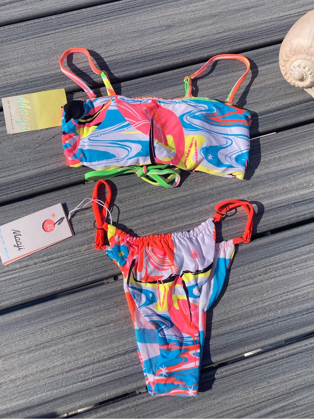 MAAJI Set - Flamingo Bandee Strapless Bikini Top & Circlet Cheeky Bottom - M/L